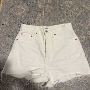 Re/Done White Distressed Jean Shorts